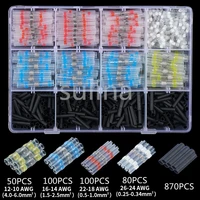 1200pcs mixed heat shrink connect terminals waterproof solder sleeve tube electrical wire insulated butt connectors kit