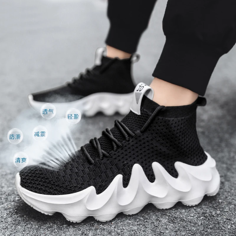 

2021 Men Sneakers Casual Mesh Fashion Lightweight Breathable Casual High Top Shoes Men Zapatos De Hombre Scarpe Uomo Plus Size46