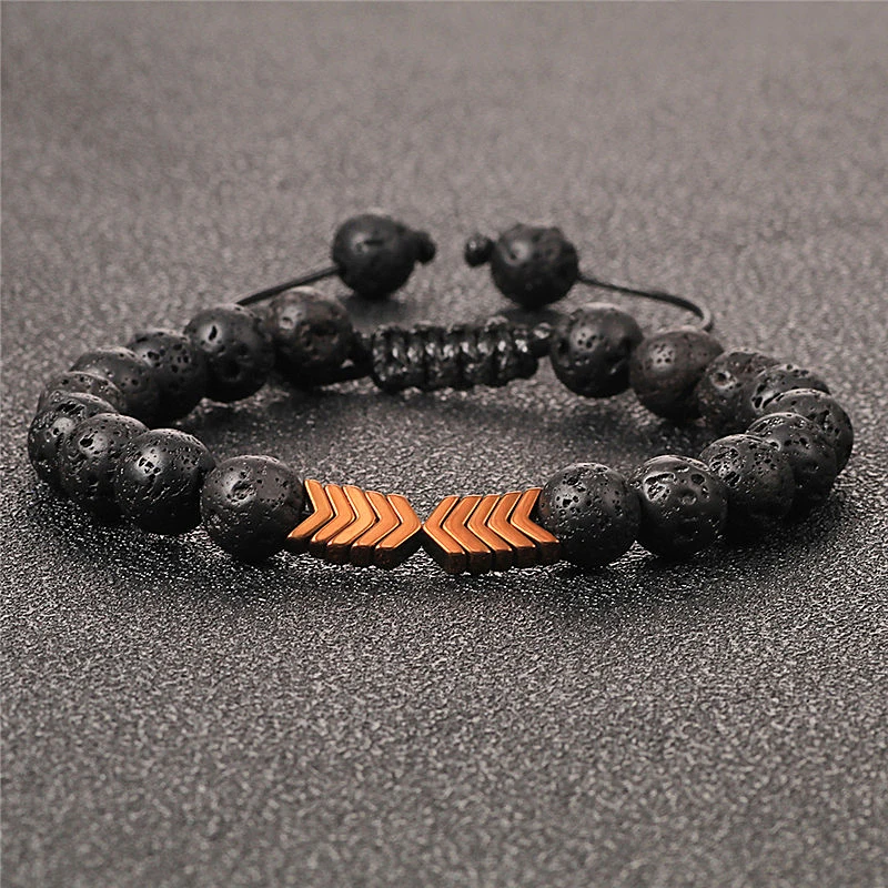 Модный лечебный браслет с бусинами и стрелками 8 мм натуральный черный оникс