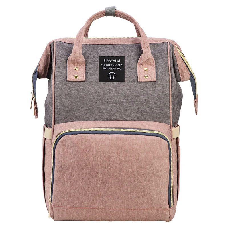 FIRBEMUM pink Модная сумка для подгузников для мам, Большая вместительная Детская сумка, дорожный рюкзак для кормления, сумка для ухода за ребенком, ручная сумка для подгузников - Цвет: FIRBEMUM pink