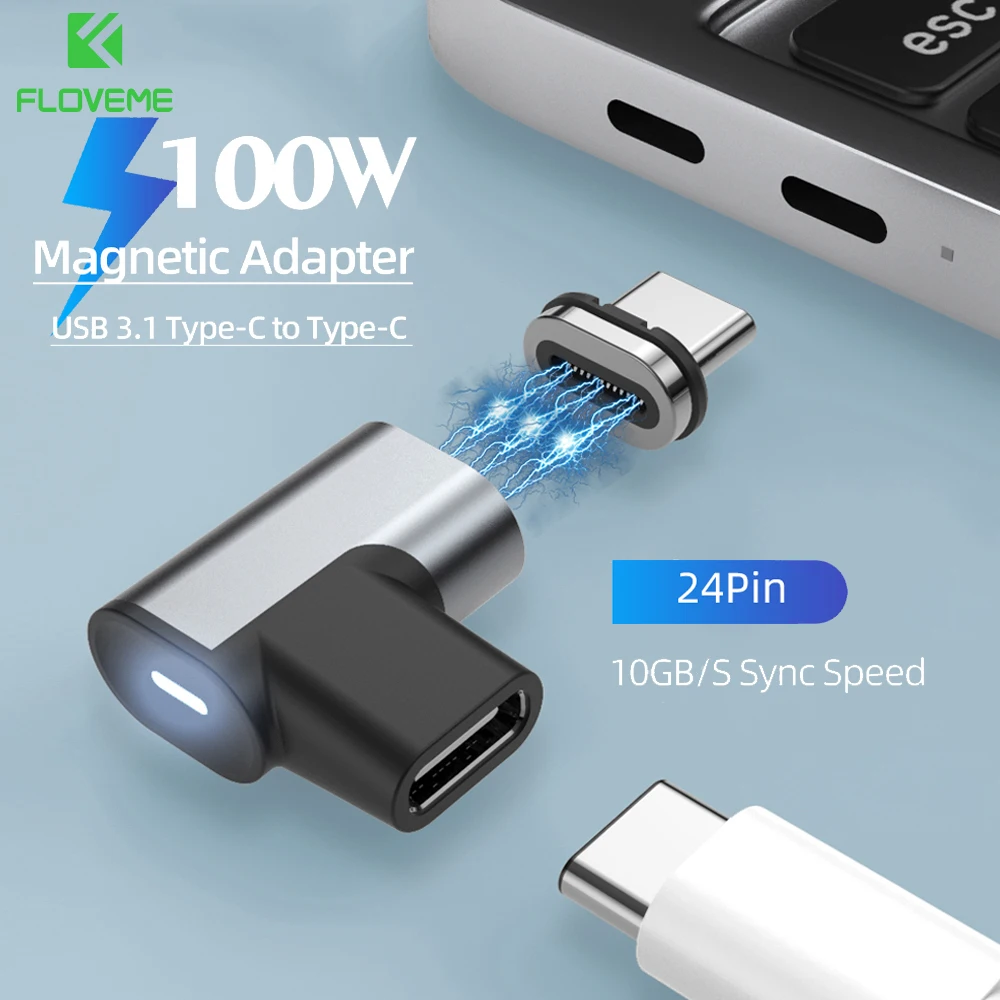 Магнитный переходник usb-c/Type-C 2021 Вт быстрая зарядка PD USB 100 24 контакта для ноутбуков