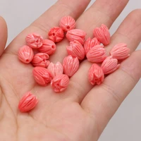 10pcs natural red coral beads bud through hole isolation bead for jewelry making diy necklace earrings bracelet accessory