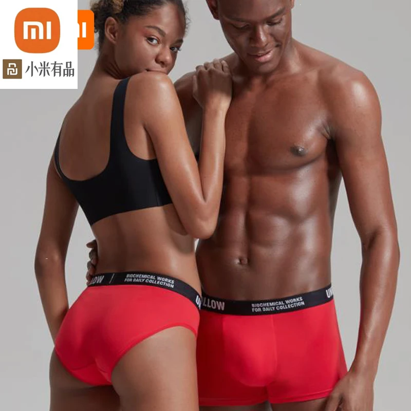 

Нижнее белье youpin для мужчин и женщин, хлопковые боксеры, средняя талия, красные трусы для пар для женщин