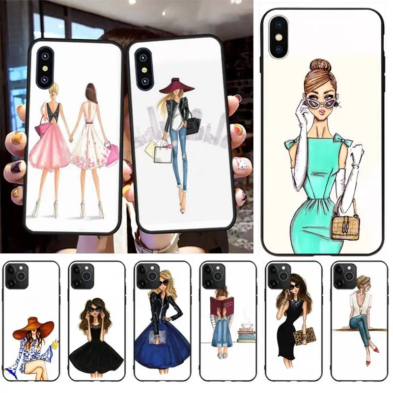 

PENGHUWAN Beautiful Love Dress Shopping Girl Cover Soft Shell Phone Case for iPhone 11 pro XS MAX 8 7 6 6S Plus X 5S SE XR case