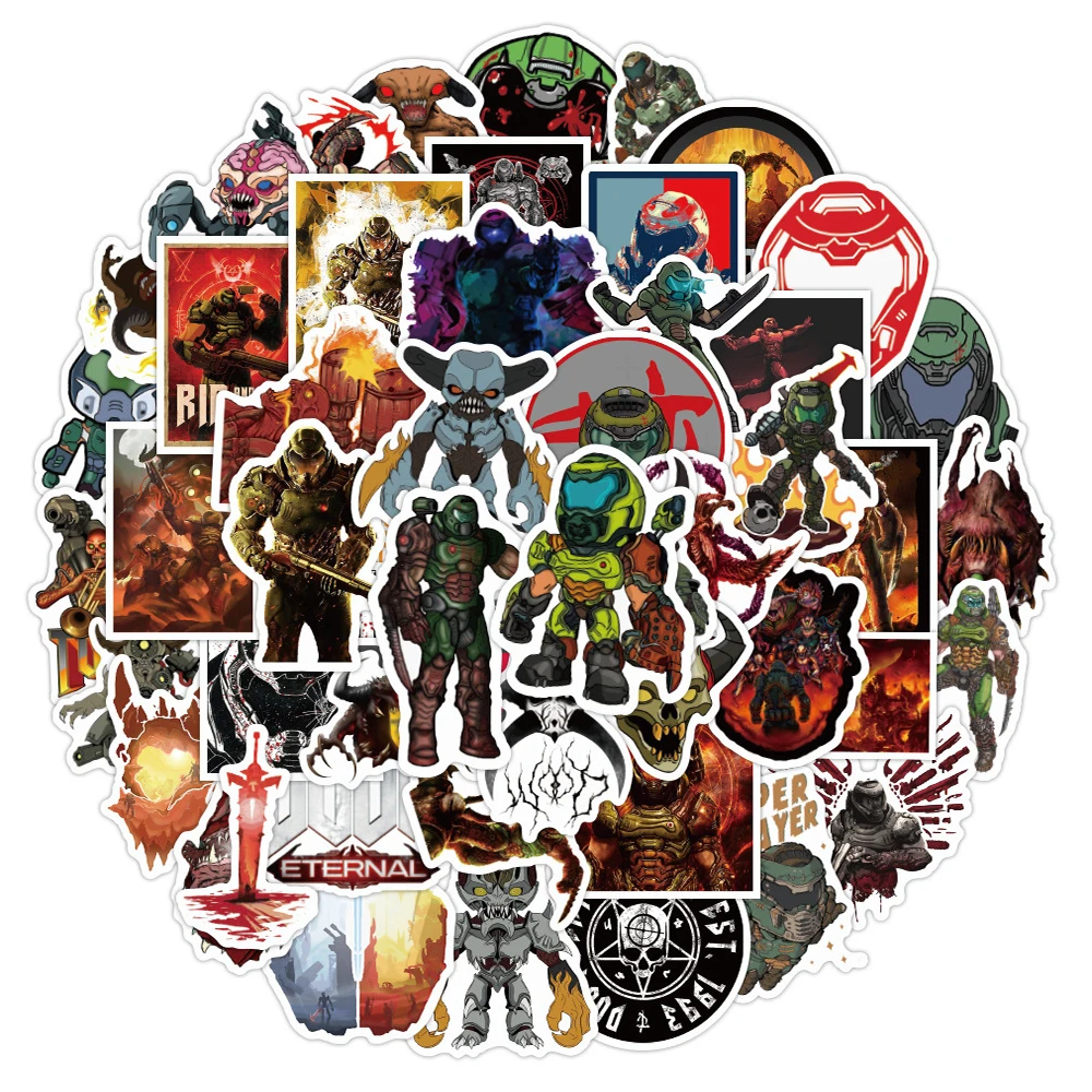 103050pcs game doometernal stickers laptop guitar luggage skateboard bike waterproof cool graffiti sticker decal kid toys free global shipping