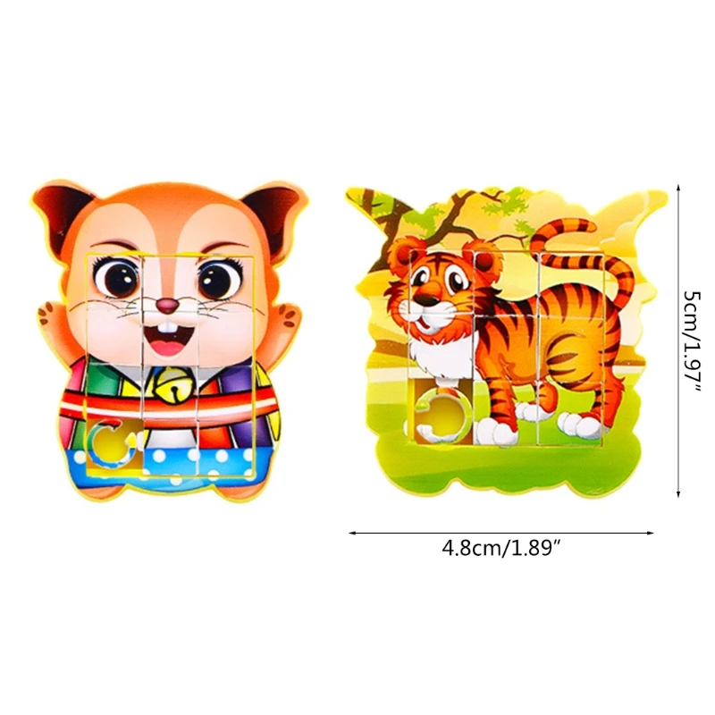 

Montessori Slide Puzzle Cartoon Puzzle Board Thicken Jigsaw Early Learning Toy Colorful Tangram Kids3+ Gift 3pieces/Pack H055