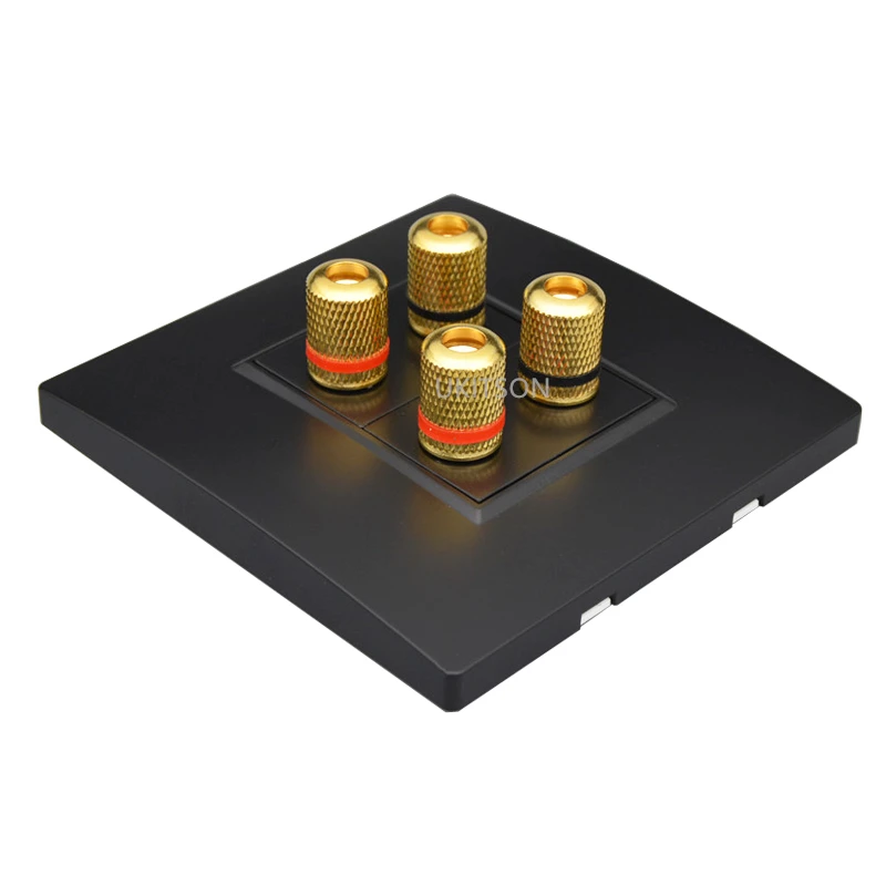 Настенная панель для аудиоколонок черная с 2 портами лицевая Hifi Surround 4 разъема