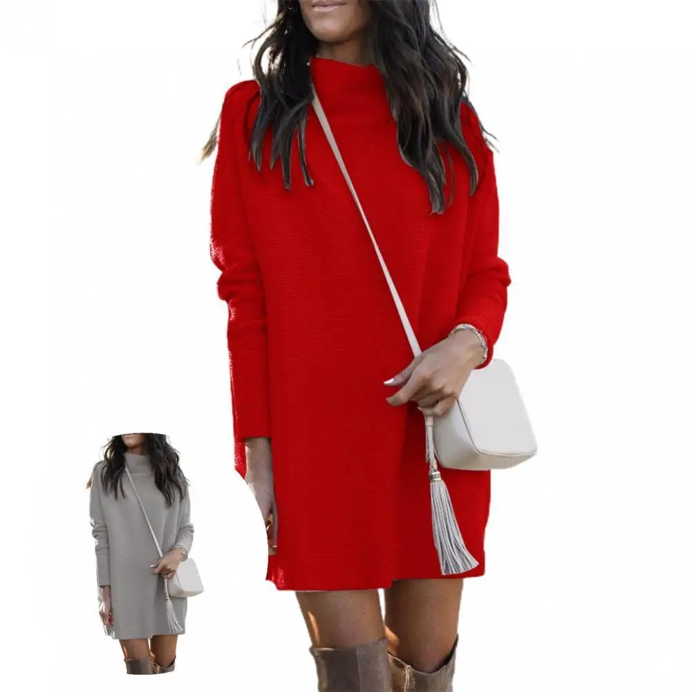 

Women Dress Modern Solid Color Casual Stylish Autumn Knitted Dress for Shopping Short Dress Female Dress