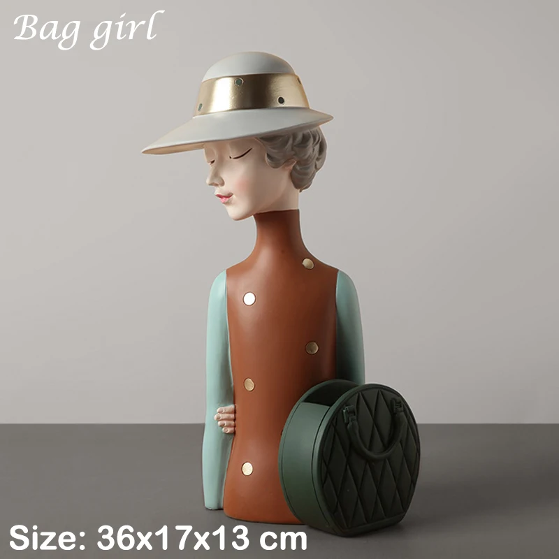 

Moden Girl Resin Art Statue Storage Accessories Fashion Style Sculpture Ornaments Home Decoration Table Figurines Wedding Flower