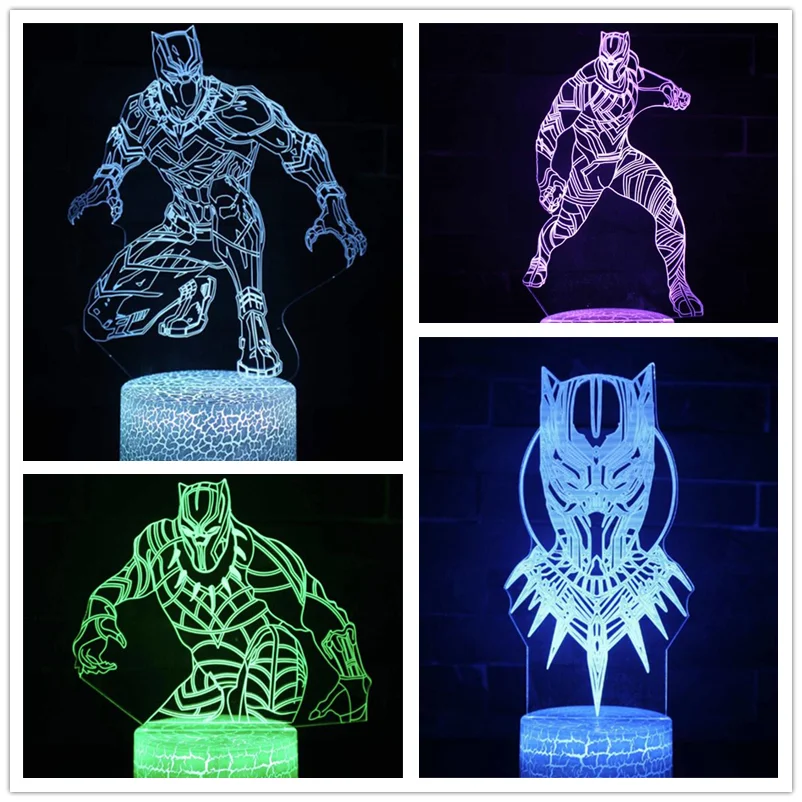 С принтами &quotMarvel&quot &quotМстители&quot 3D ночника черный пантера акриловый