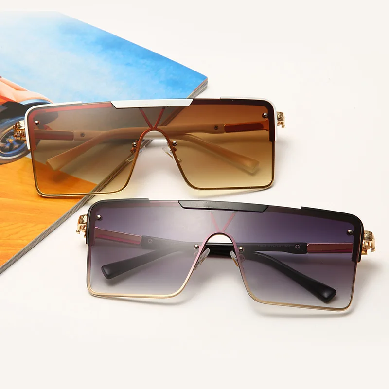 Женские солнцезащитные очки с градиентом большие брендовые дизайнерские без