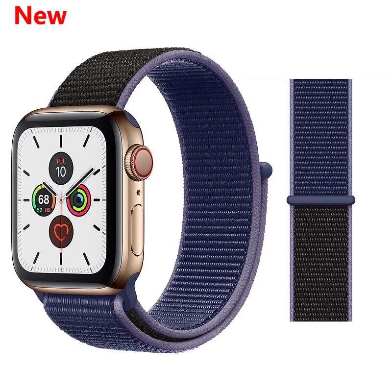 Midnight Blue Спортивный ремешок-петля для apple watch 4, 5, 3, 44 мм, 40 мм, correa, 42 мм, 38 мм, iwatch, браслет, дышащий, apple, Аксессуары для часов - Цвет ремешка: Midnight Blue
