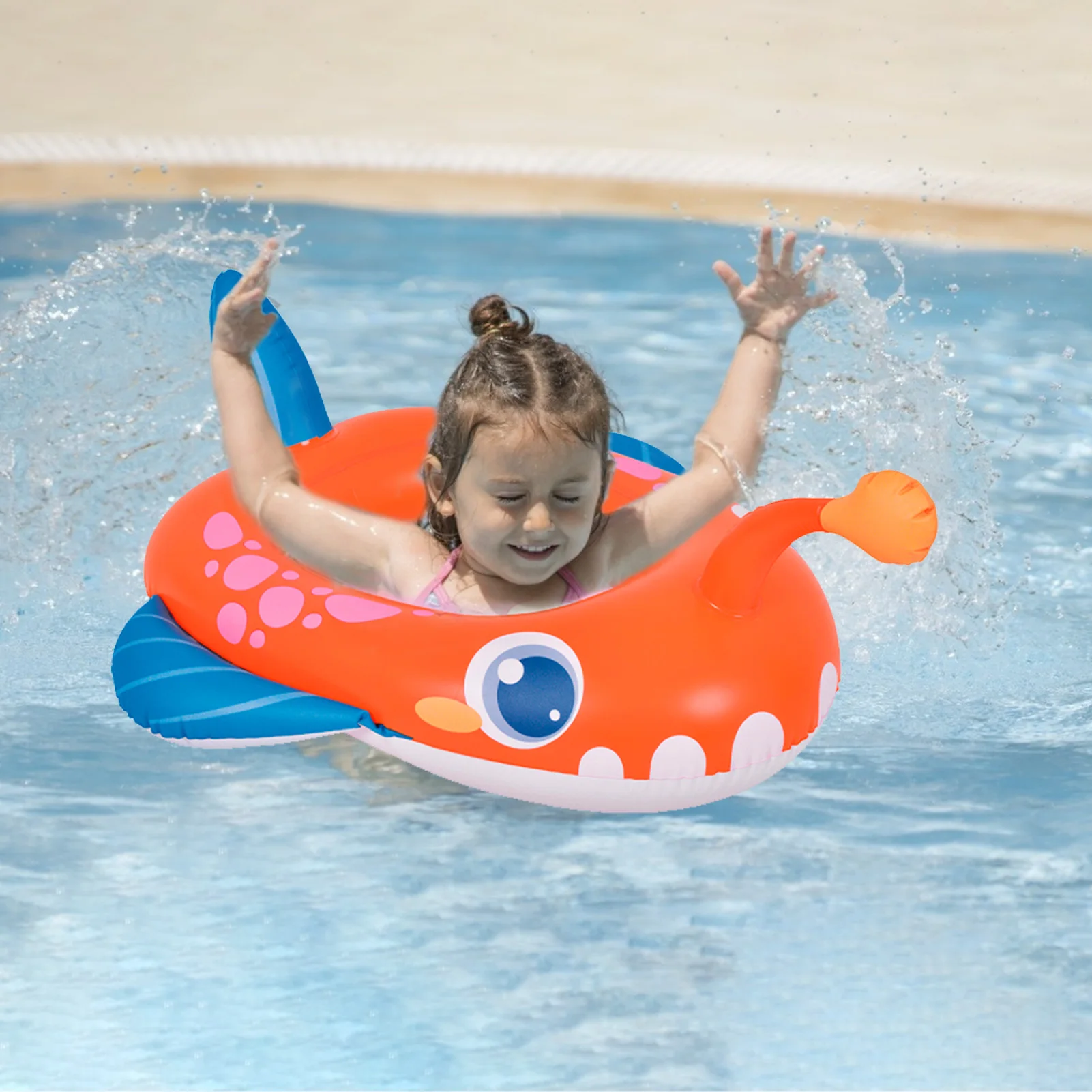

Outdoor swimming pool inflatable baby walker fish swimming seat safety floating bed inflatable safety children swimming ring #W