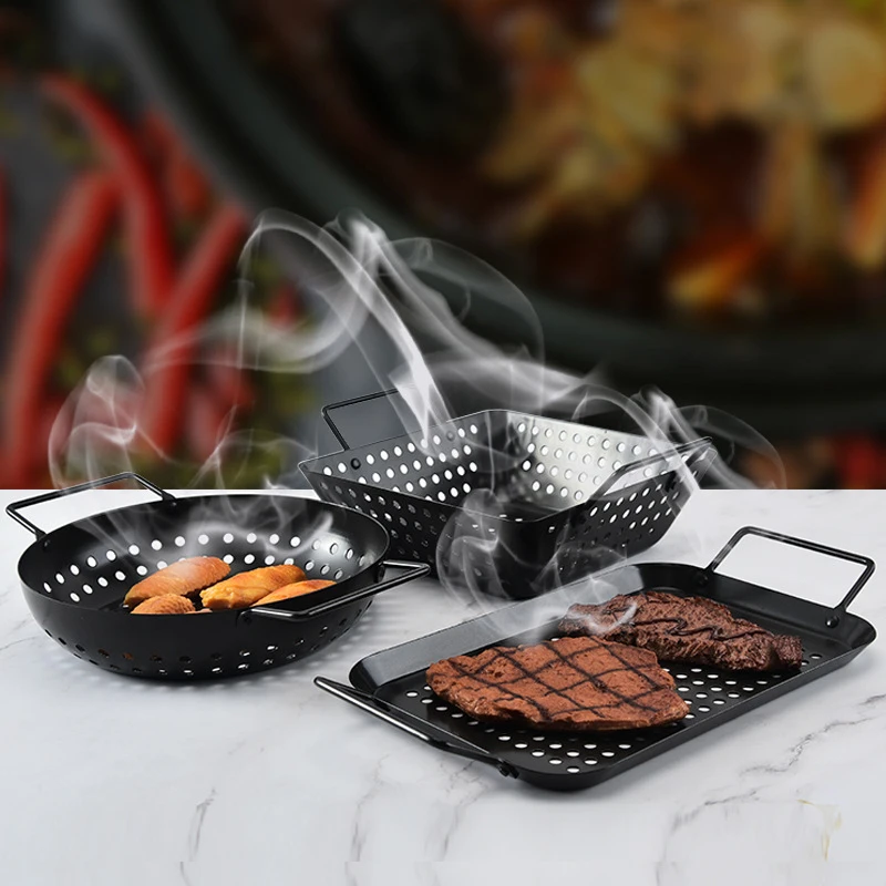 

Kitchen BBQ Grill Pan Barbecues Outdoor Cooking Pan Gas Stove Cooker Party Picnic Terrace Beach Barbecue Trays for dropshipping