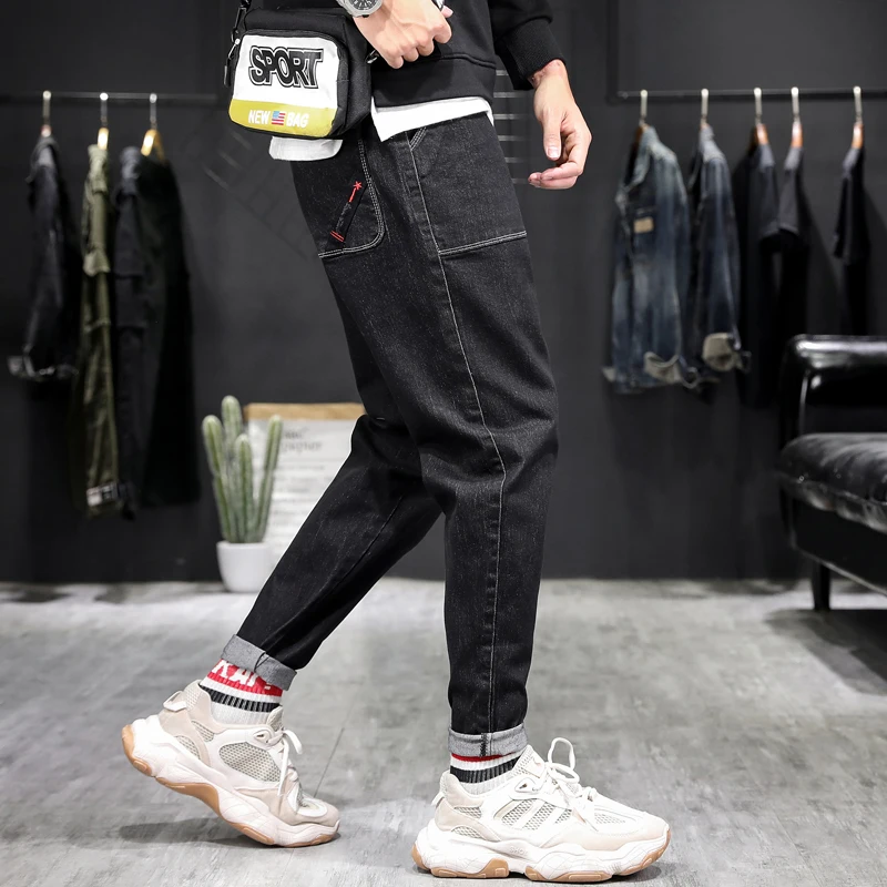 Новая мужская одежда 2020 мужские джинсы шаровары джинсовые потертые повседневные