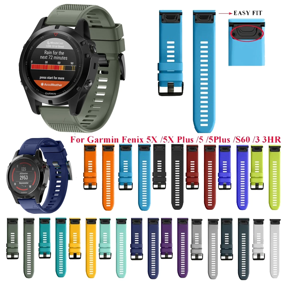 Ремешок силиконовый для наручных часов Garmin Fenix 6X pro 6 6S 5X 5 5S Plus 3 HR|Смарт-аксессуары|