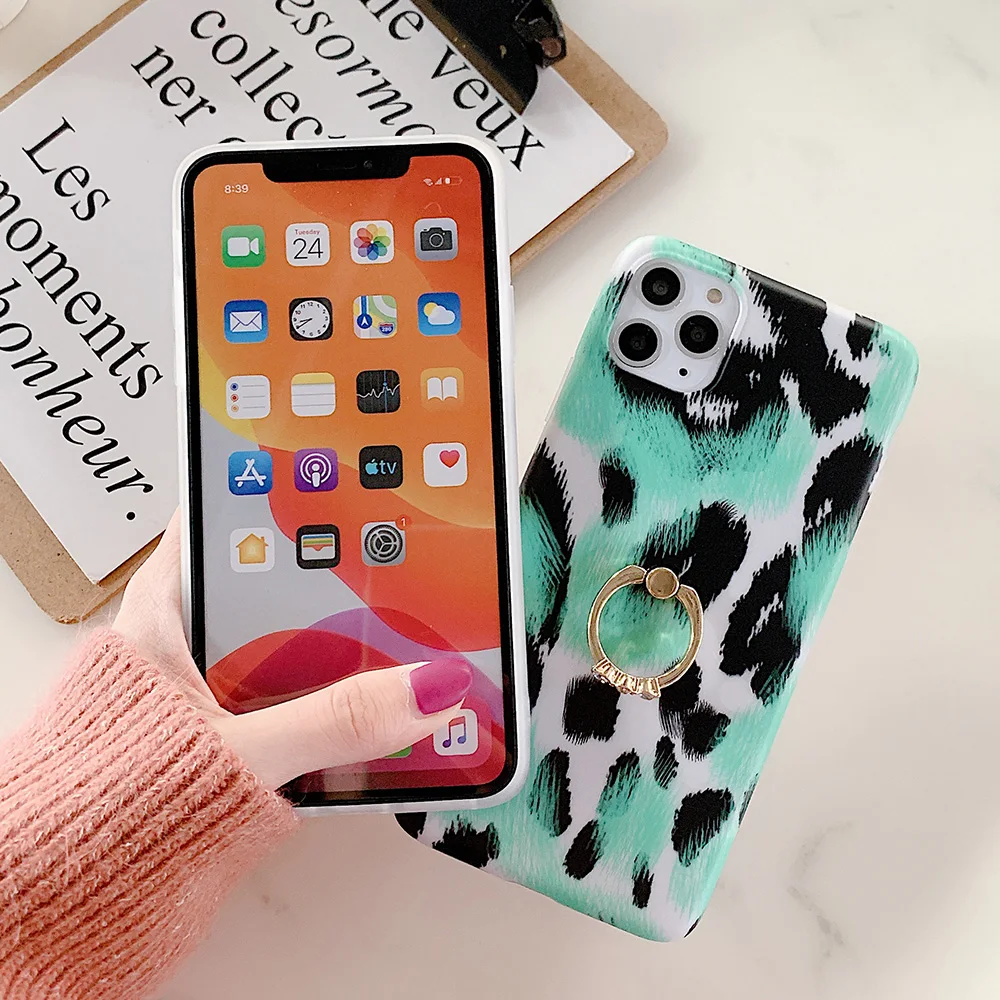 LOVECOM Винтажное кольцо Леопард Стенд чехол для телефона iPhone 11 Pro Max XR X XS 7 8 6S Plus