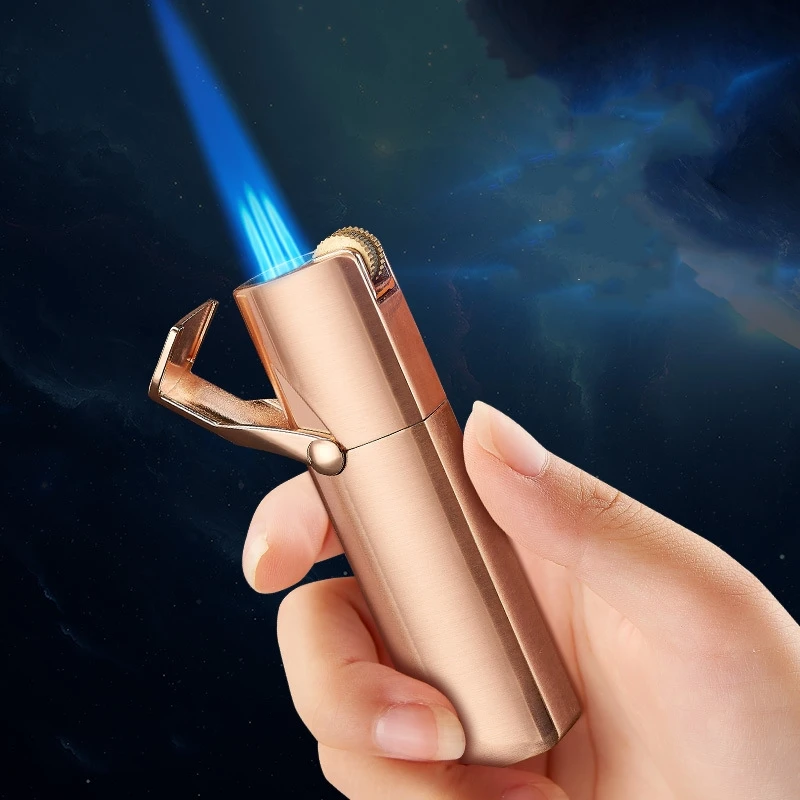 

Turbo Lighter New Metal Triple Flame Jet Torch Lighter Cigar Pipe Butane Inflatable Windproof Cigarette Lighter Men's Gadget