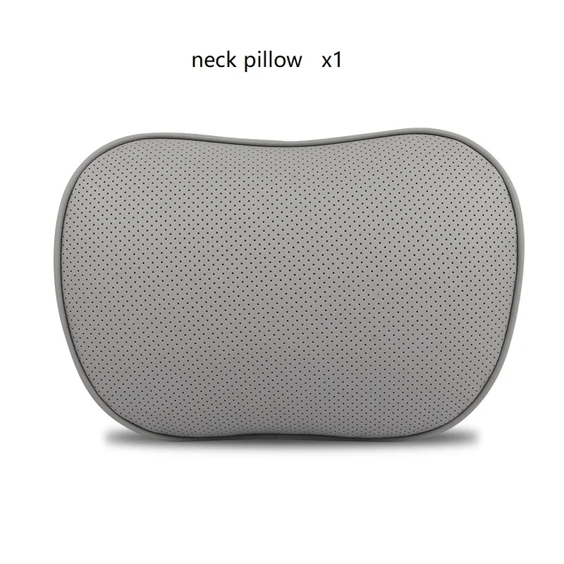 grey headrest only Первый слой из воловьей кожи, Автомобильная подушка для поддержки сиденья, поясничная подушка, Автомобильный подголовник, авто автомобиль, забота о здоровье, настоящие кожаные подушки - Название цвета: grey headrest only