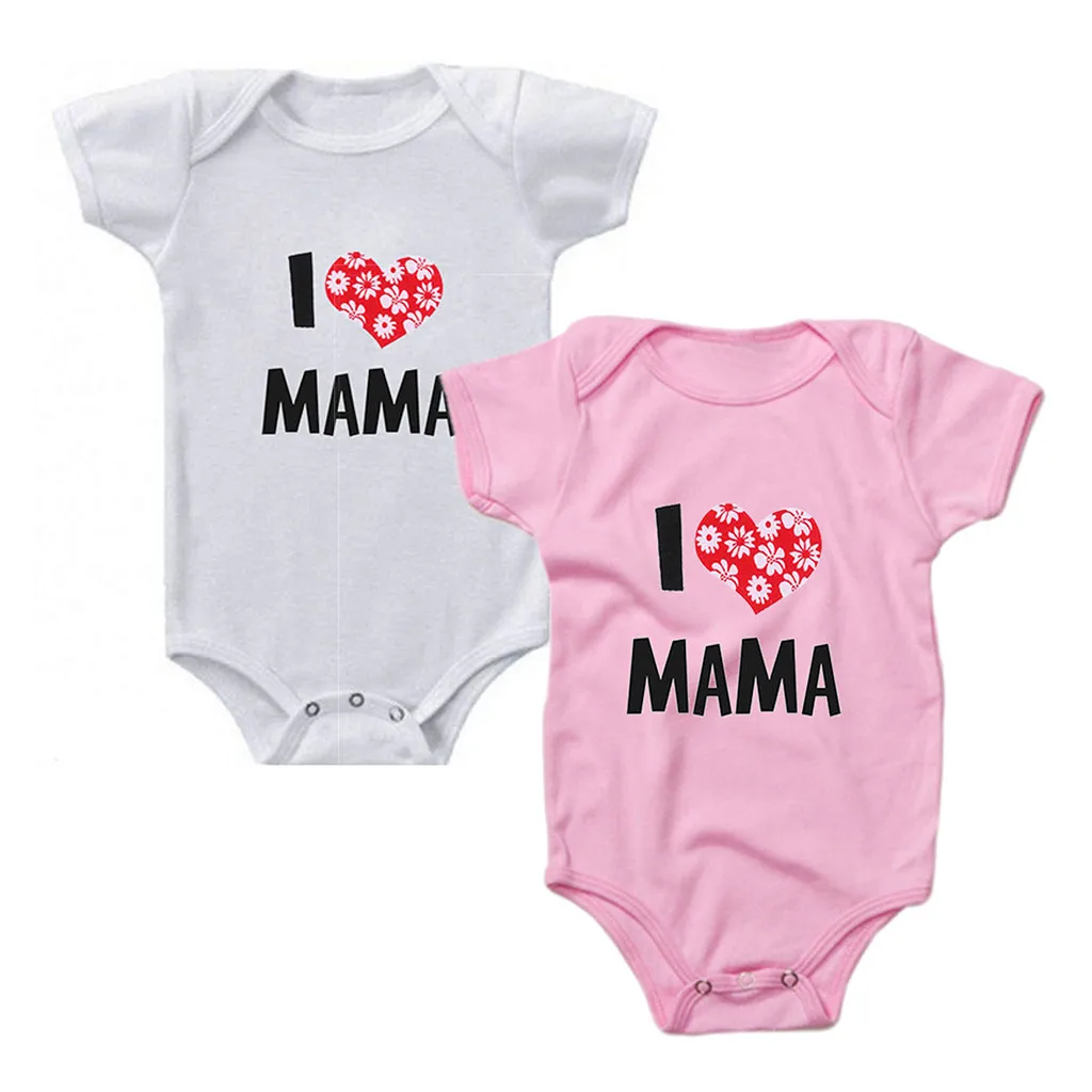 Боди для новорожденных одежда с надписью I Love Mama и боди короткими рукавами