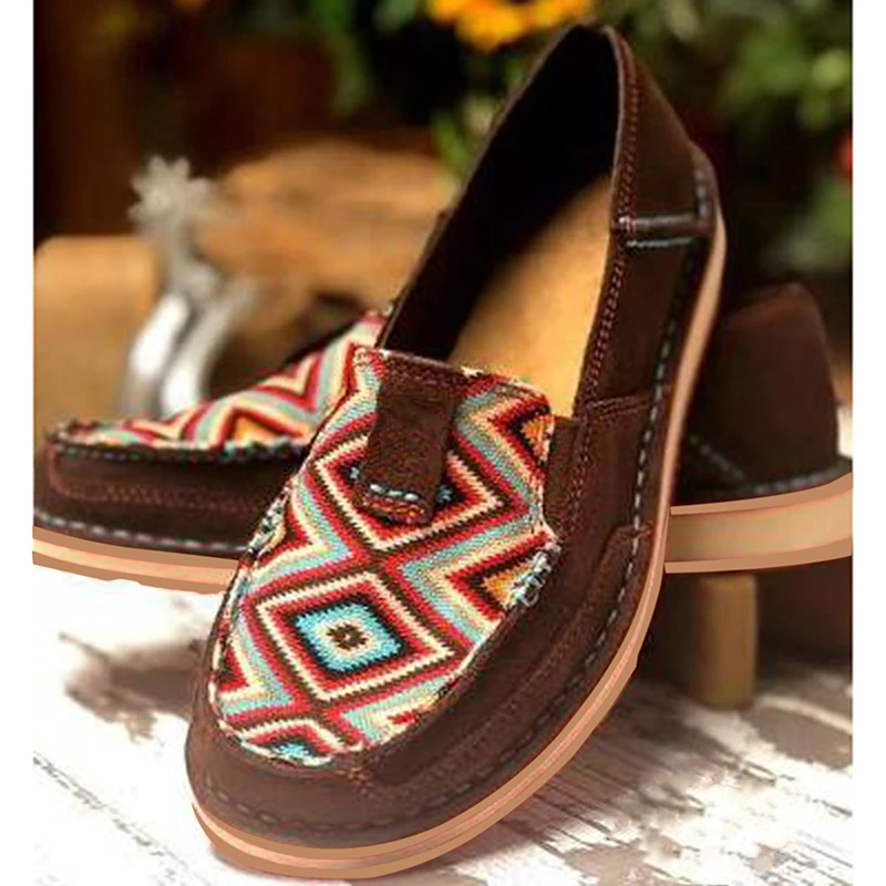 

Women's Single Shoes European Leopard Color Round Head Female Flat Heel Single Shoes Suede Ethnic Style Ladies's Shoes New 2022