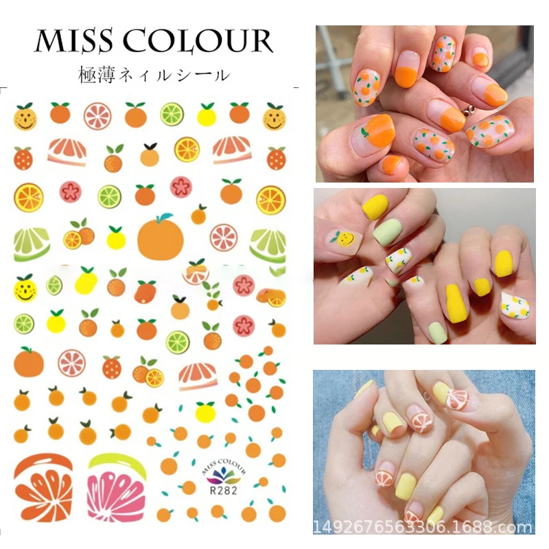 

1Pcs Fruits Type Watermelon Strawberry Avocado Cherry Nails Art Manicure Back Glue Decal Decorations Nail Sticker For Nails