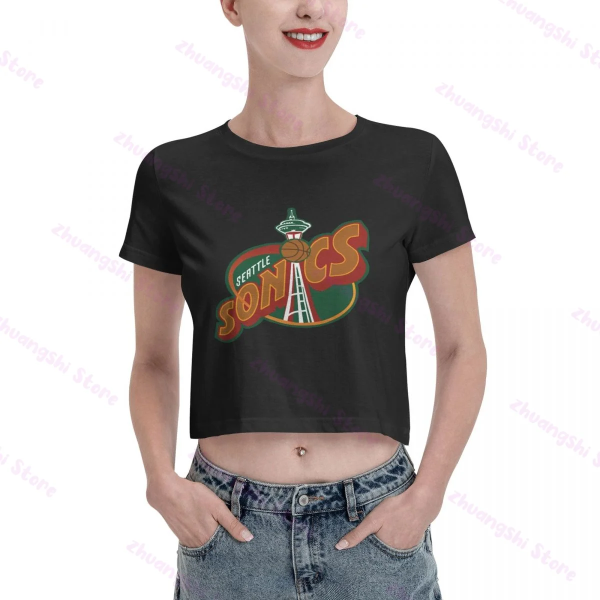 

Короткая женская футболка Seattle Sonics