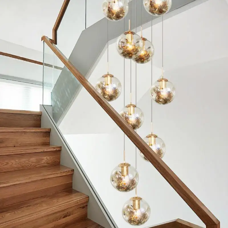 Античный коньячный стеклянный шар подвесная люстра лампа для гостиничного зала