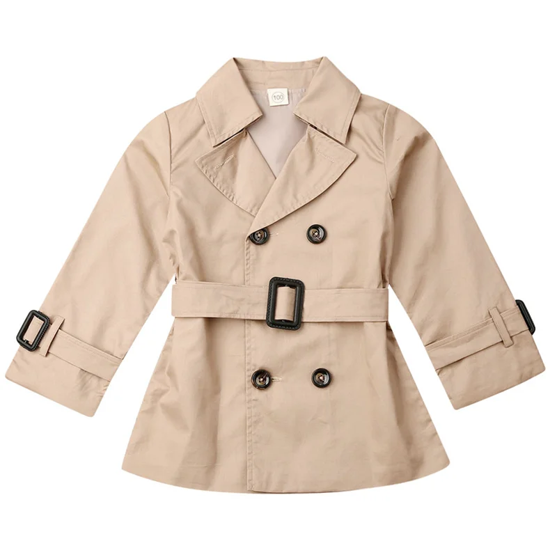 Тренч для девочек ясельного возраста модная Осенняя ветровка с поясом на