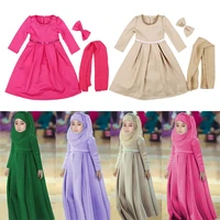 girls plus size middle eastern muslim arab clothing muslim dress headwear and headband three piece suit girls clothes