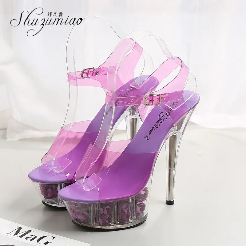 

Новинка; Лидер продаж; Женские сандалии на высокой платформе, украшенные бисерными нитями очень высокий каблук 15 см; Водонепроницаемый женс...