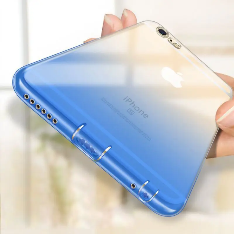 Роскошный градиентный цветной прозрачный чехол для телефона iPhone 8 6 6S 7 Plus тонкий