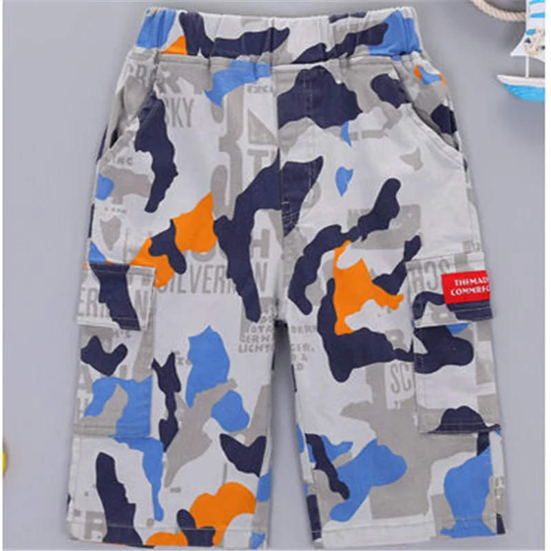 

Children's Pants Summer Boys Fashion Trend Casual Camouflage Cropped Shorts Elastic Waist Design Suitable for 4-14 Years Old
