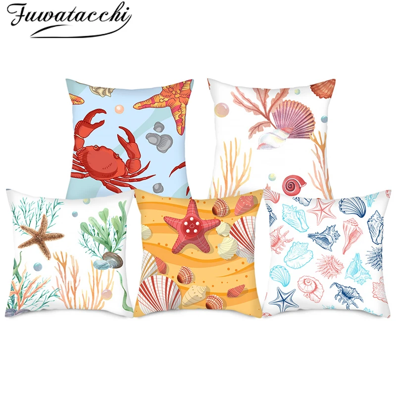 Fuwatacchi океанские животные льняные Чехлы для подушек Морская звезда Мультяшные
