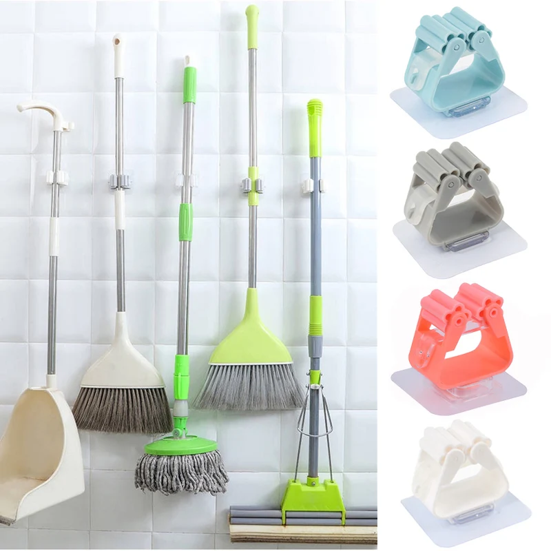 

1PCS High Quality Wall Mounted Mop Organizer Holder Brush Broom Hanger Home Storage Rack Bathroom Suction Hanging Pipe Hooks