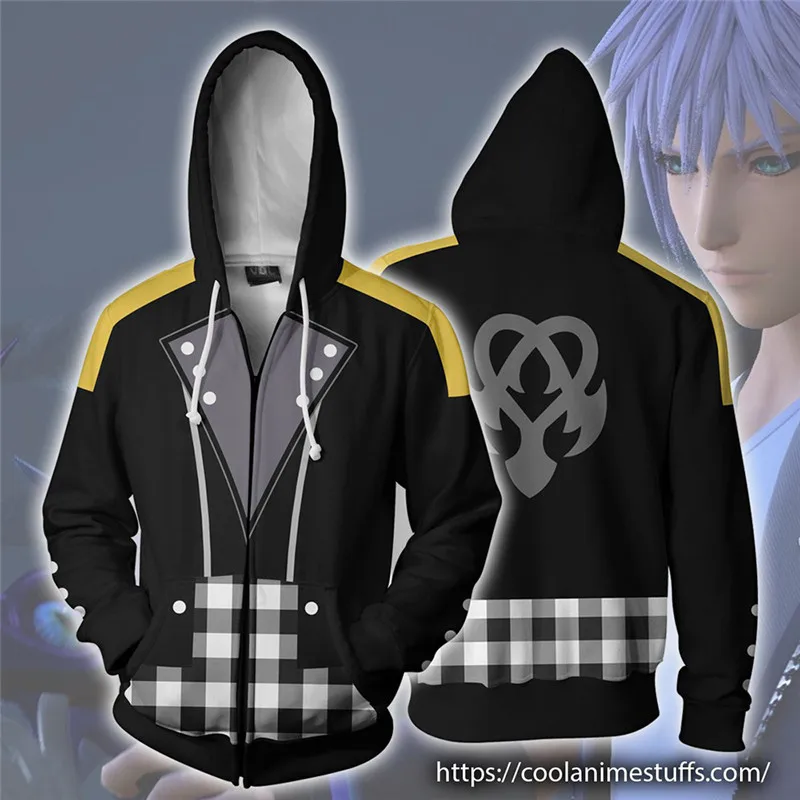 Королевство Сердец Рику Keyblade косплей костюм Мужская толстовка с капюшоном