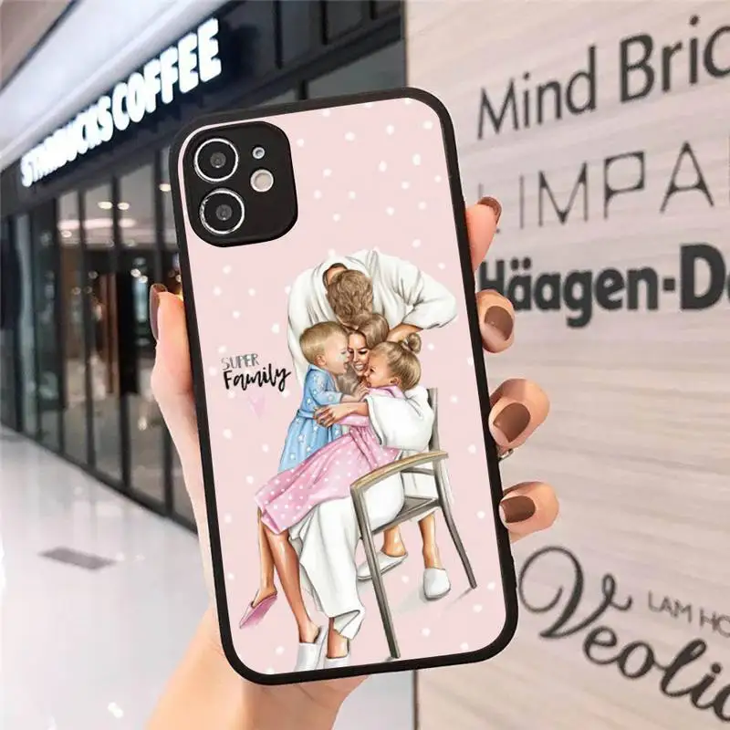 

girl Queen Mom baby pink Phone Case For iphone 12 11 8 7 plus mini x xs xr pro max matte transparent cover