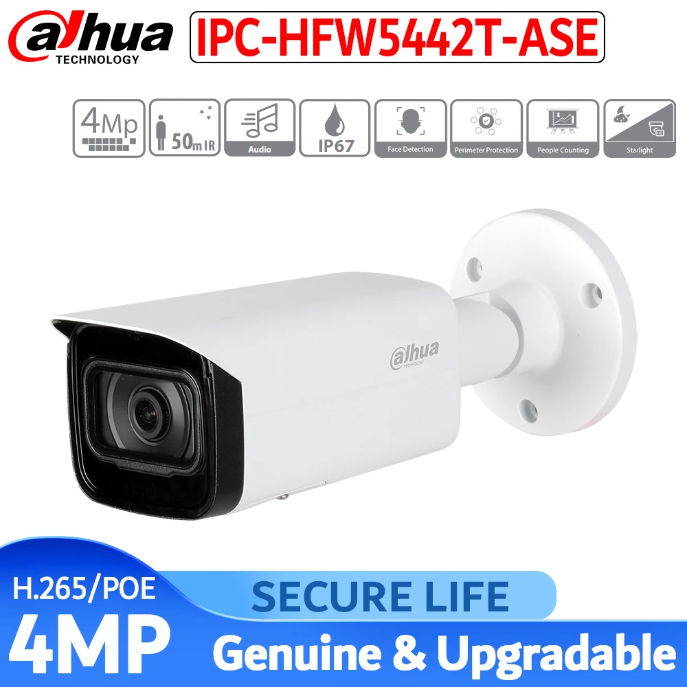 Dahua IP камера 4MP PoE IPC HFW5442T ASE CCTV H.265 WDR 50 м IR карта Mirco SD 128 ГБ IP67 IK10 сигнализация
