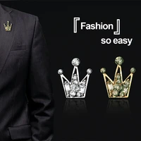 1pair fashion luxury rhinestone mini crown brooches korean retro suit shirt brooch shirt collar crystal brooch lapel badge pins