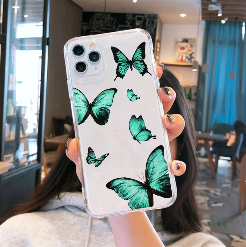 

Butterfly Case for IPhone 12 Mini 11 Pro Max X XR XS 7 8 Plus 6 6S SE2020 Clear Transparent Soft Phone Cover