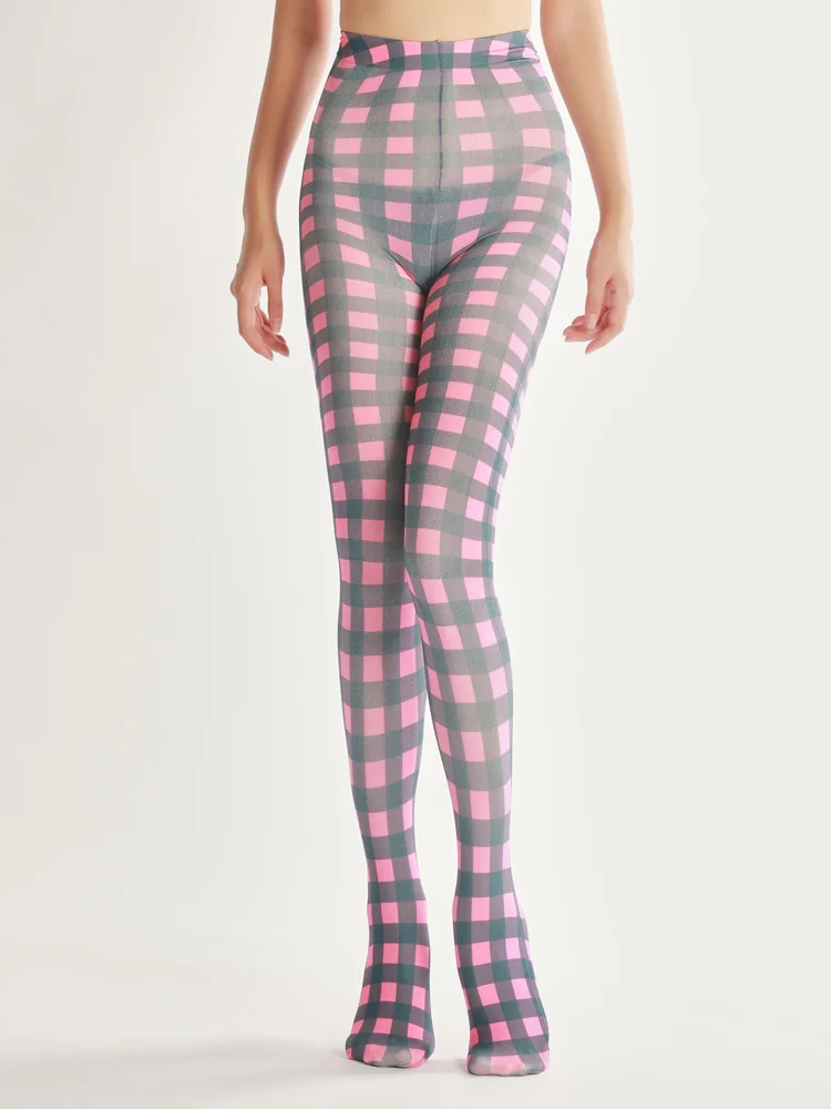 

Модные пикантные дизайнерские колготки с квадратным сетчатым рисунком, женские колготки, женские толстые мягкие чулки