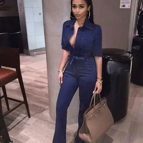 Горячий дизайн 2020 джинсовый комбинезон и короткий рукав полная длина