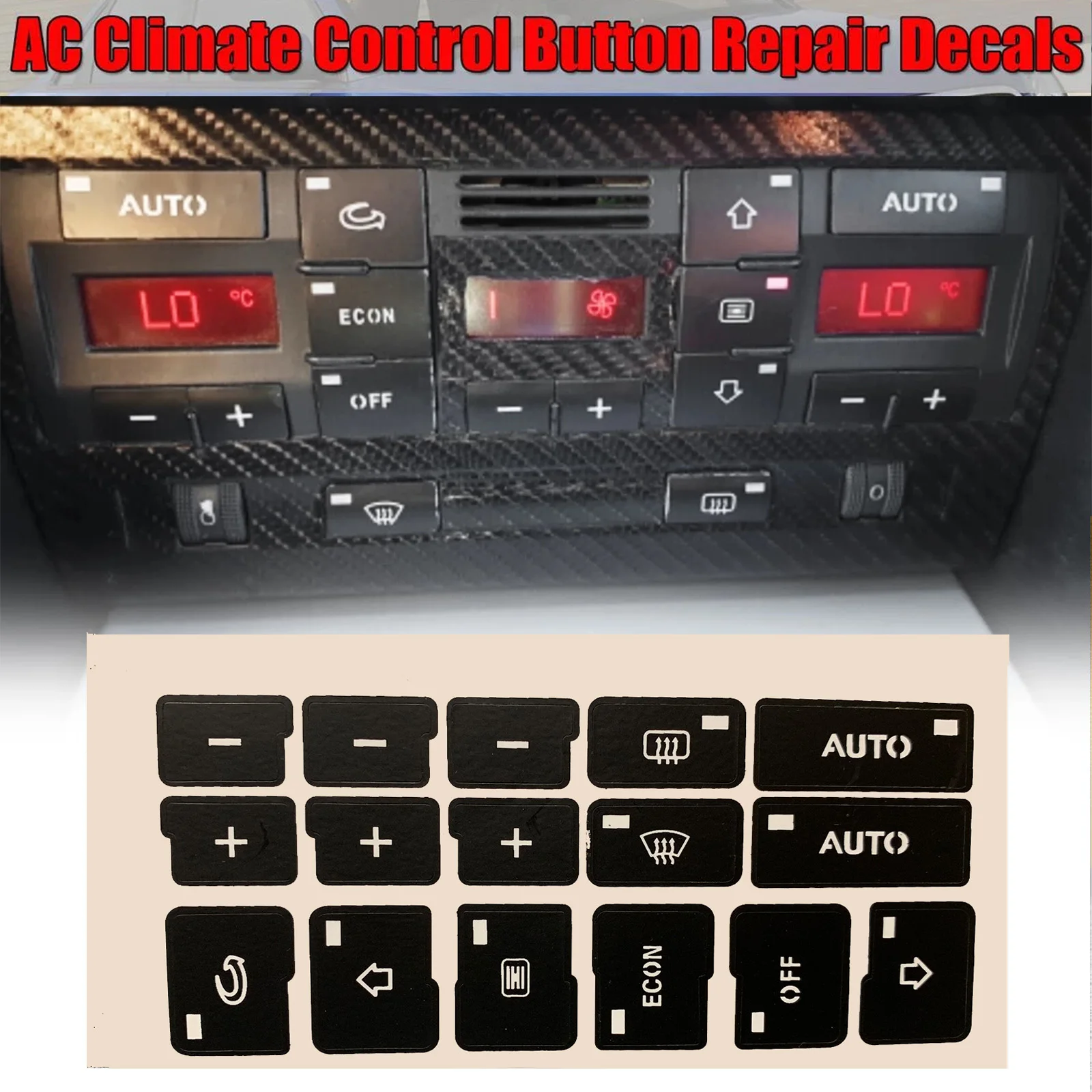 

16 Keys Car Air Condition Ac Climate Control Button Repair Stickers Decals For Audi A4 B6 B7 2000 2001 2002 2004 Auto Sticker
