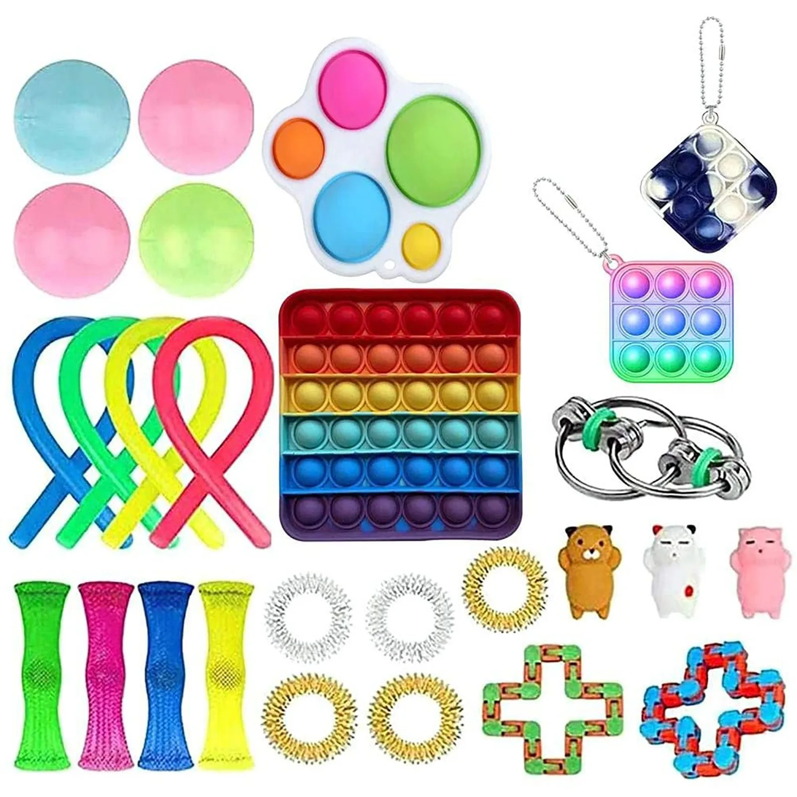 

Fidget Toys Antistress Toy Set Stretchy Strings Push Gift Pack Adults Children Squishy Sensory Stress Relief Figet Toys Kit