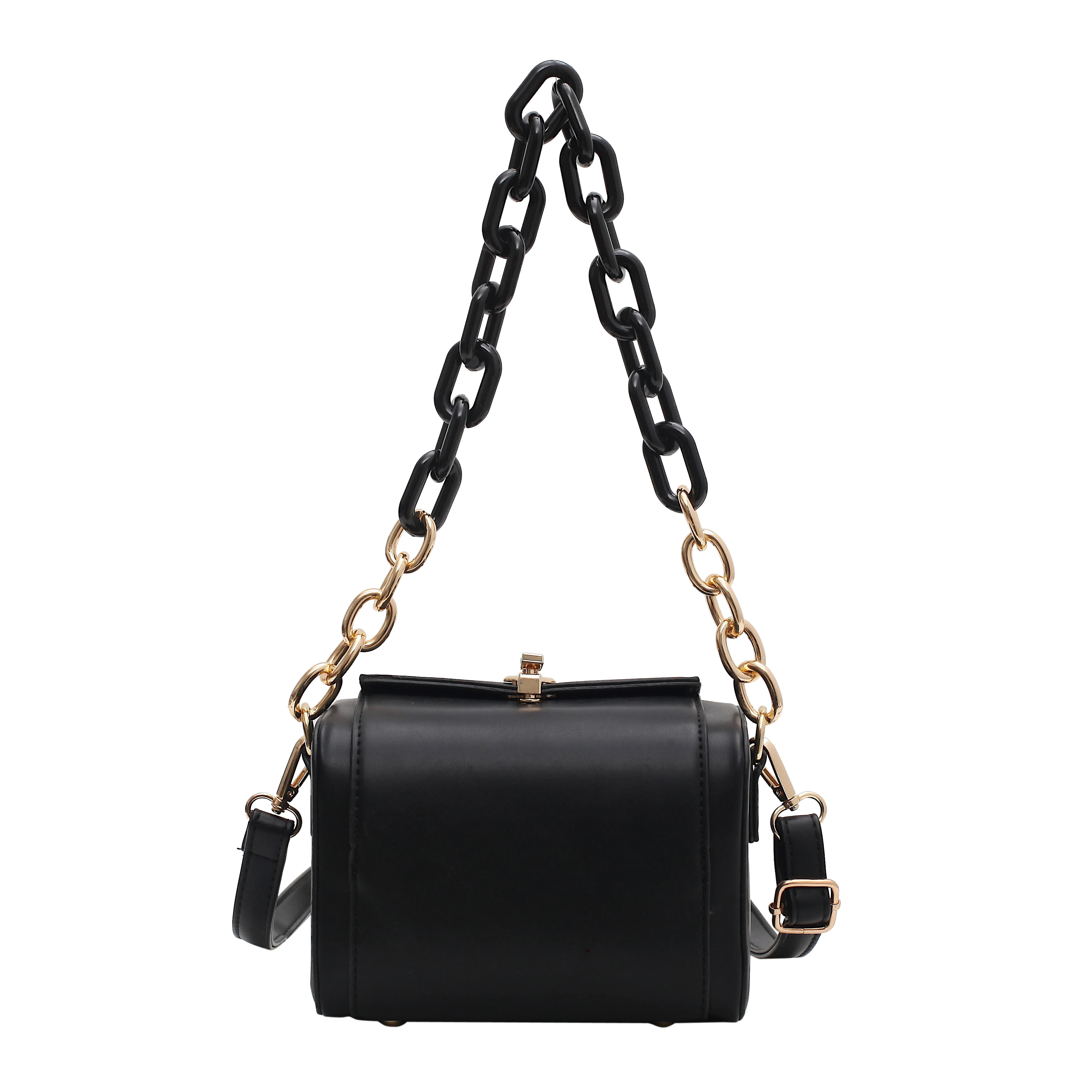 

Mini Black Box Design Pu Leather Crossbody Bags for Women 2021 Luxury Handbags and Purses Female Trend Lux Chain Shoulder Bag