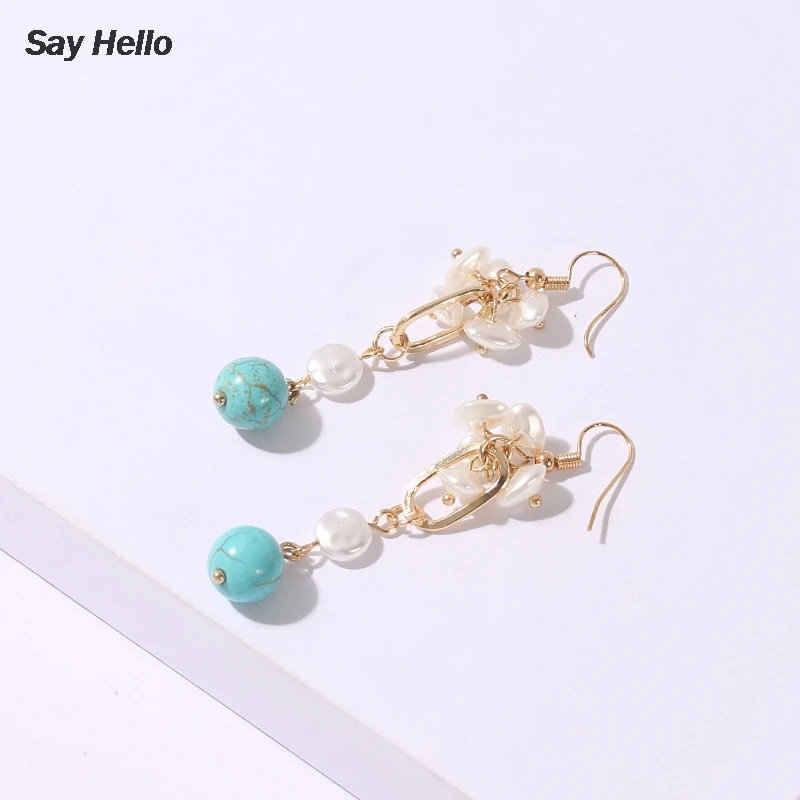 Женские серьги с инкрустированным камнем SAY HELLO подвески из металлического