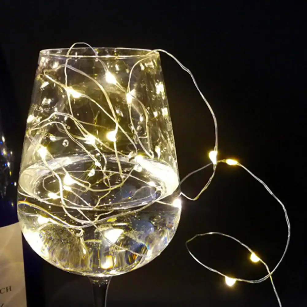 SOLLED 1 м 10LED Кнопка Батарея Медный провод шнура светильник Фея лампы Свадебная