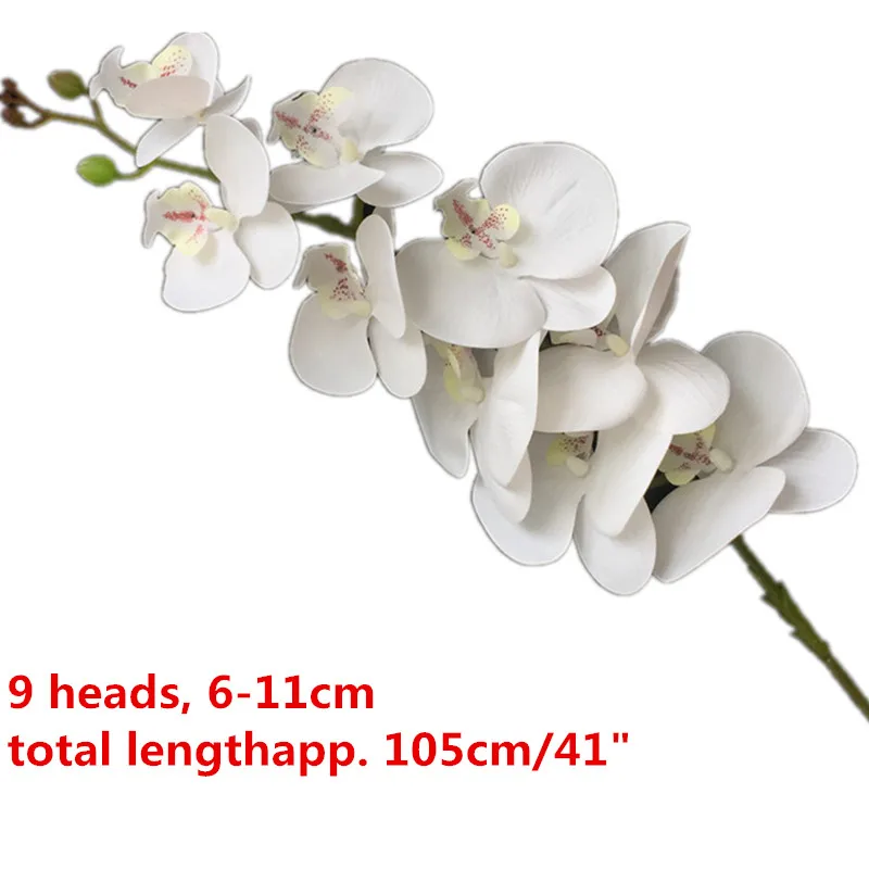 105cm white One Real Touch орхидеи бабочка фаленопсис белый/розовый/желтый искусственный Голубь из латекса Cymbidium орхидеи Цветы для свадебного украшения - Цвет: 105cm white