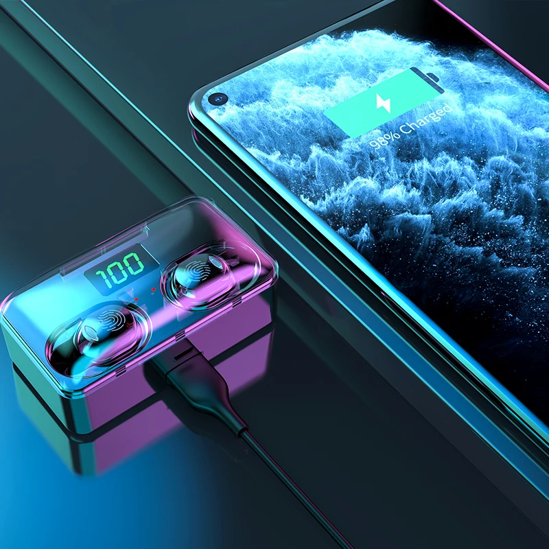 Bluetooth наушники Беспроводной Шум шумоподавления мини наушники-вкладыши TWS с LED