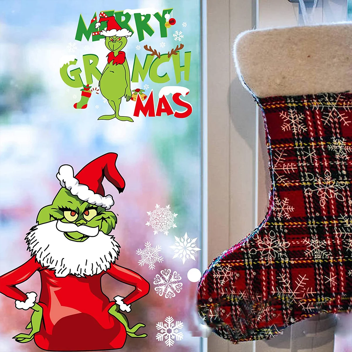 9 листов оконных наклеек рождественские наклейки Зеркальная Наклейка съемная